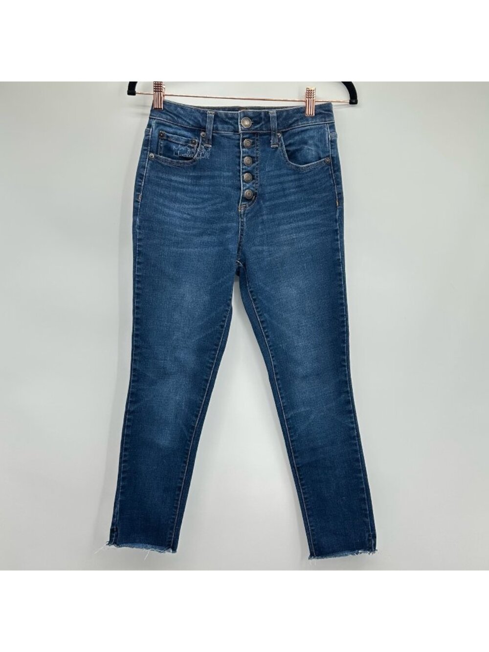 Aeropostale Button Fly Flex Effects Super High Rise Crop Jeans Size 25